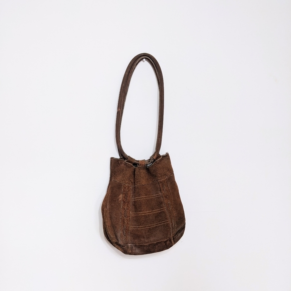Vintage Handbags - vtg 1970s era boho hippie leather suede shoulder bag
